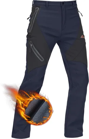 TACVASEN Men's Skiing Snow Pants Fleece Lined Waterproof Winter Insulated Hiking Pant for Outdoor Work Hunting Cargo