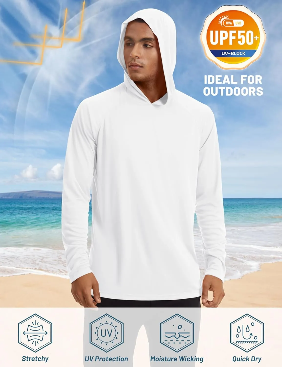 TACVASEN Men’s Sun Protection Shirts UPF 50  Rash Guard for Men Long Sleeve Lightweight SPF UV Hoodie Swimming Hiking