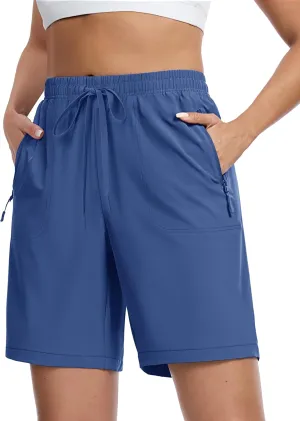 TACVASEN Women's Hiking Shorts Quick Dry Lightweight 8" Water Resistant Athletic Shorts with Pockets Outdoor Golf Active