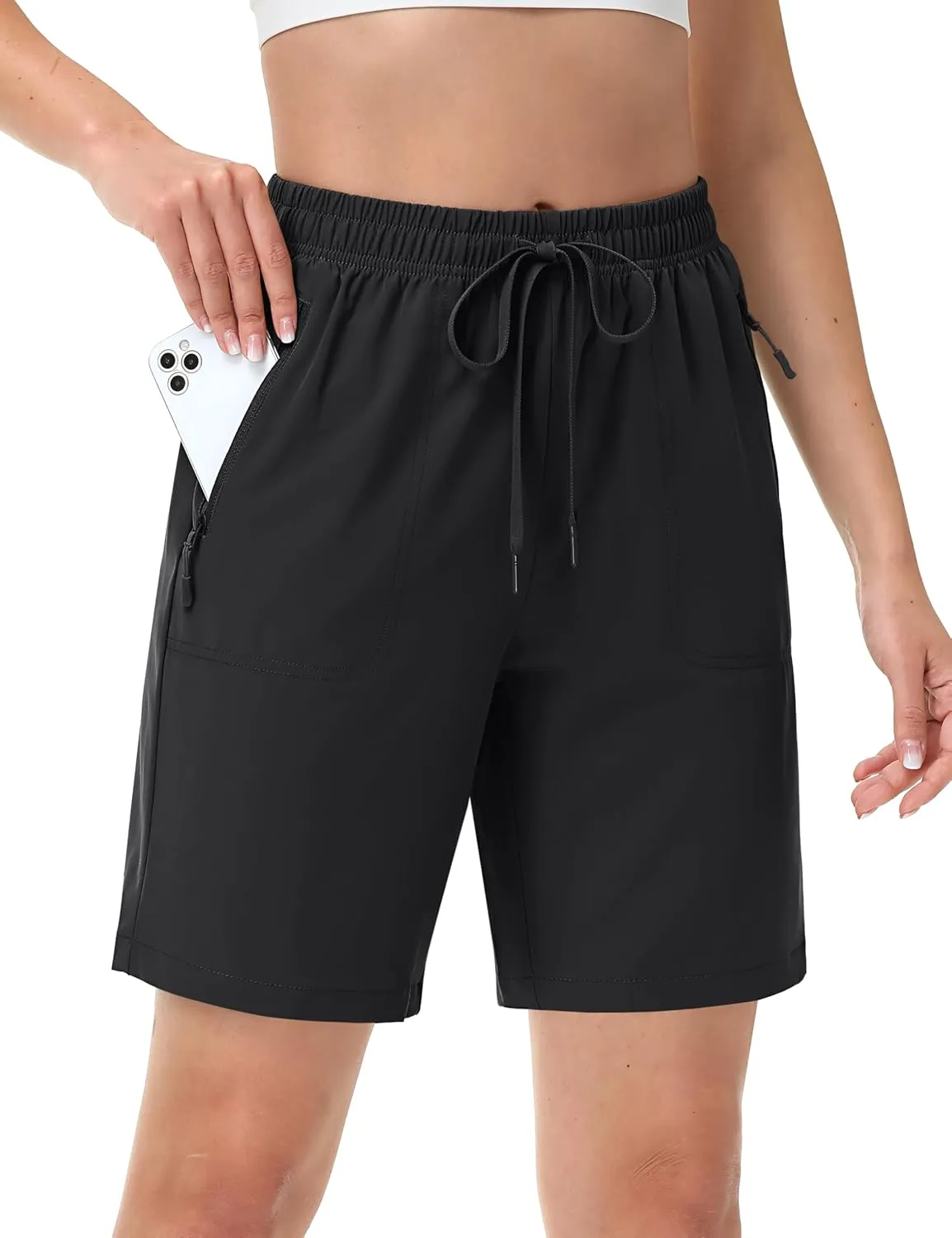 TACVASEN Women's Hiking Shorts Quick Dry Lightweight 8" Water Resistant Athletic Shorts with Pockets Outdoor Golf Active