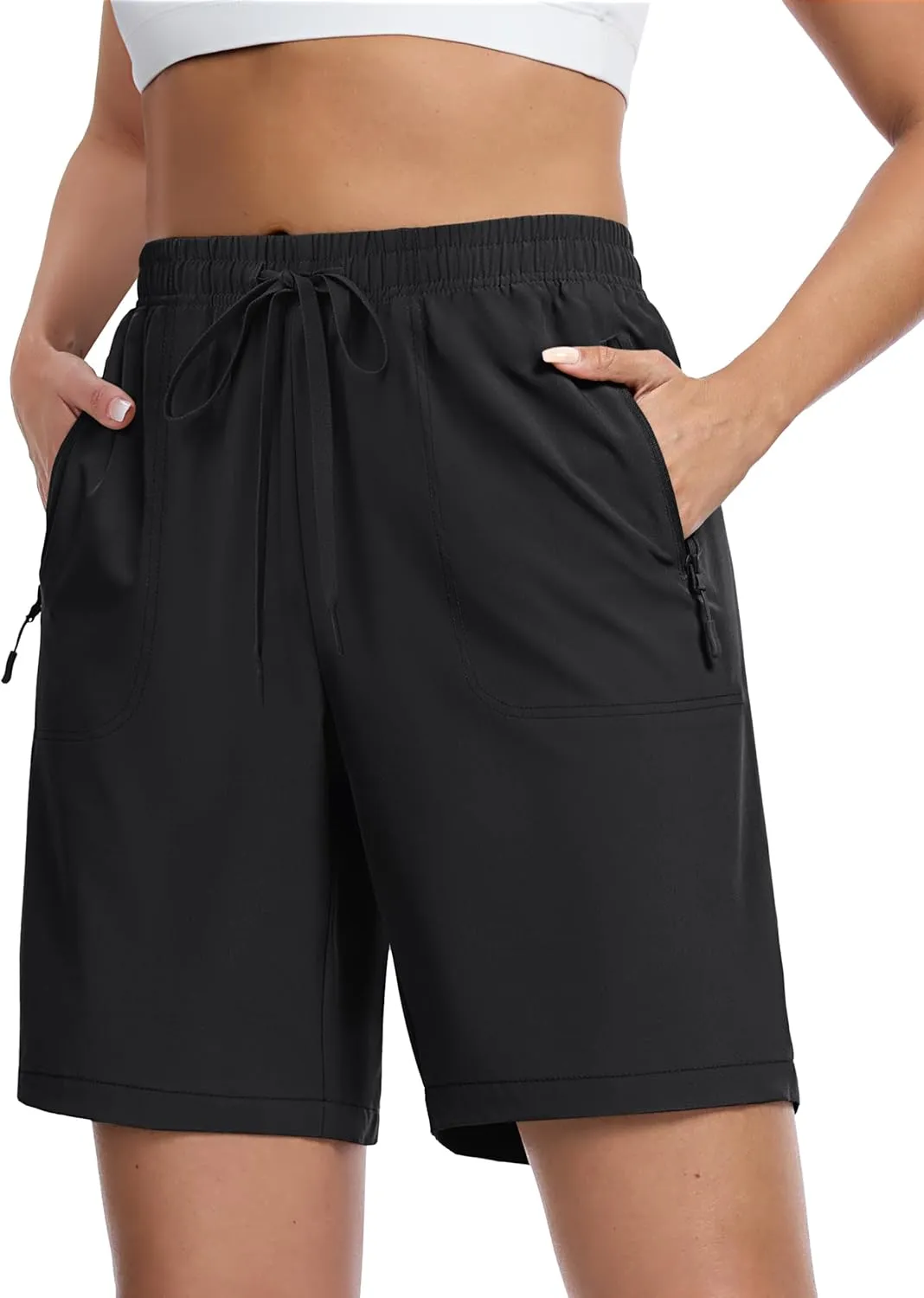TACVASEN Women's Hiking Shorts Quick Dry Lightweight 8" Water Resistant Athletic Shorts with Pockets Outdoor Golf Active