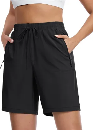 TACVASEN Women's Hiking Shorts Quick Dry Lightweight 8" Water Resistant Athletic Shorts with Pockets Outdoor Golf Active