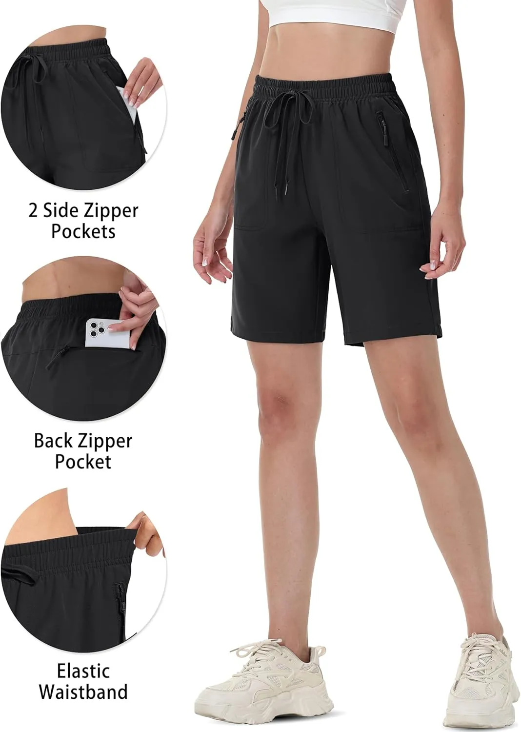 TACVASEN Women's Hiking Shorts Quick Dry Lightweight 8" Water Resistant Athletic Shorts with Pockets Outdoor Golf Active
