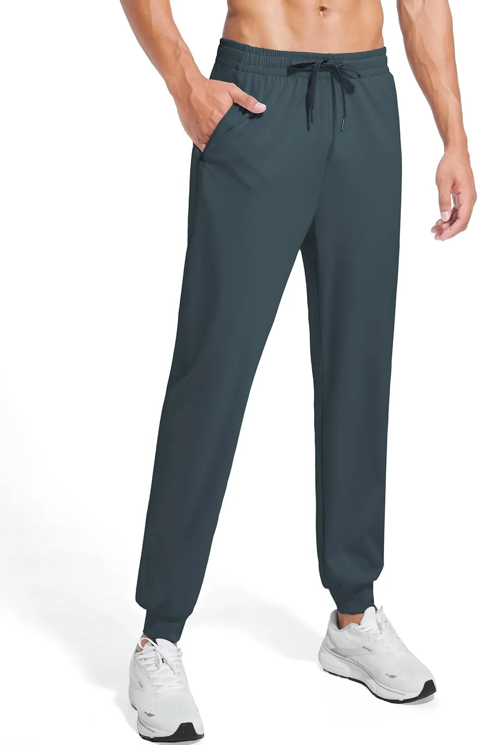 Tall Mens Joggers 32/34/36/38 Inseam Extra Long Sweatpants with 3 Zipper Pockets Lightweight Athletic Pants