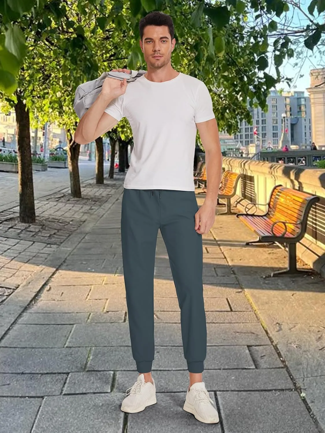 Tall Mens Joggers 32/34/36/38 Inseam Extra Long Sweatpants with 3 Zipper Pockets Lightweight Athletic Pants