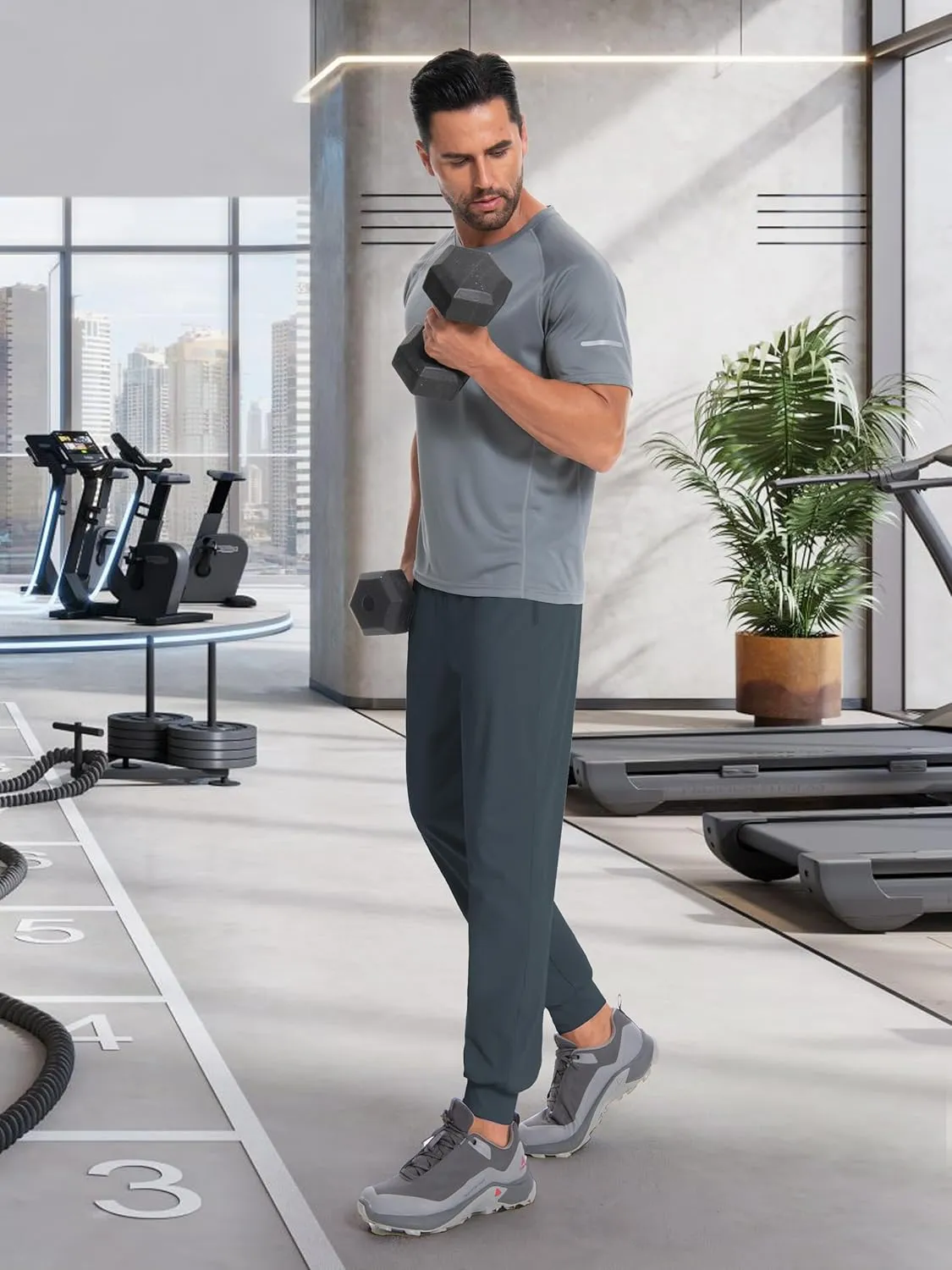 Tall Mens Joggers 32/34/36/38 Inseam Extra Long Sweatpants with 3 Zipper Pockets Lightweight Athletic Pants