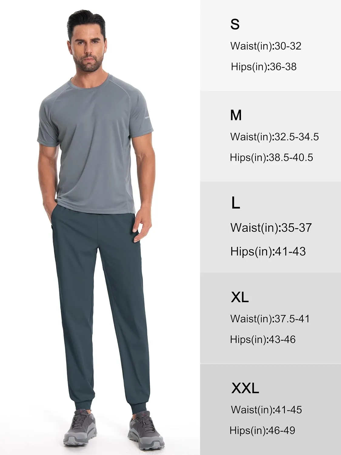 Tall Mens Joggers 32/34/36/38 Inseam Extra Long Sweatpants with 3 Zipper Pockets Lightweight Athletic Pants