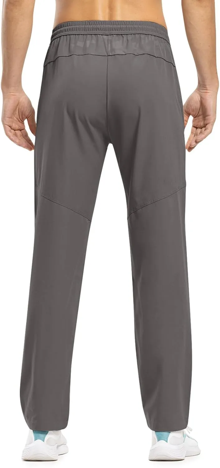 TBMPOY Men's Lightweight Hiking Travel Pants Breathable Athletic Fishing Active Joggers Zipper Pockets