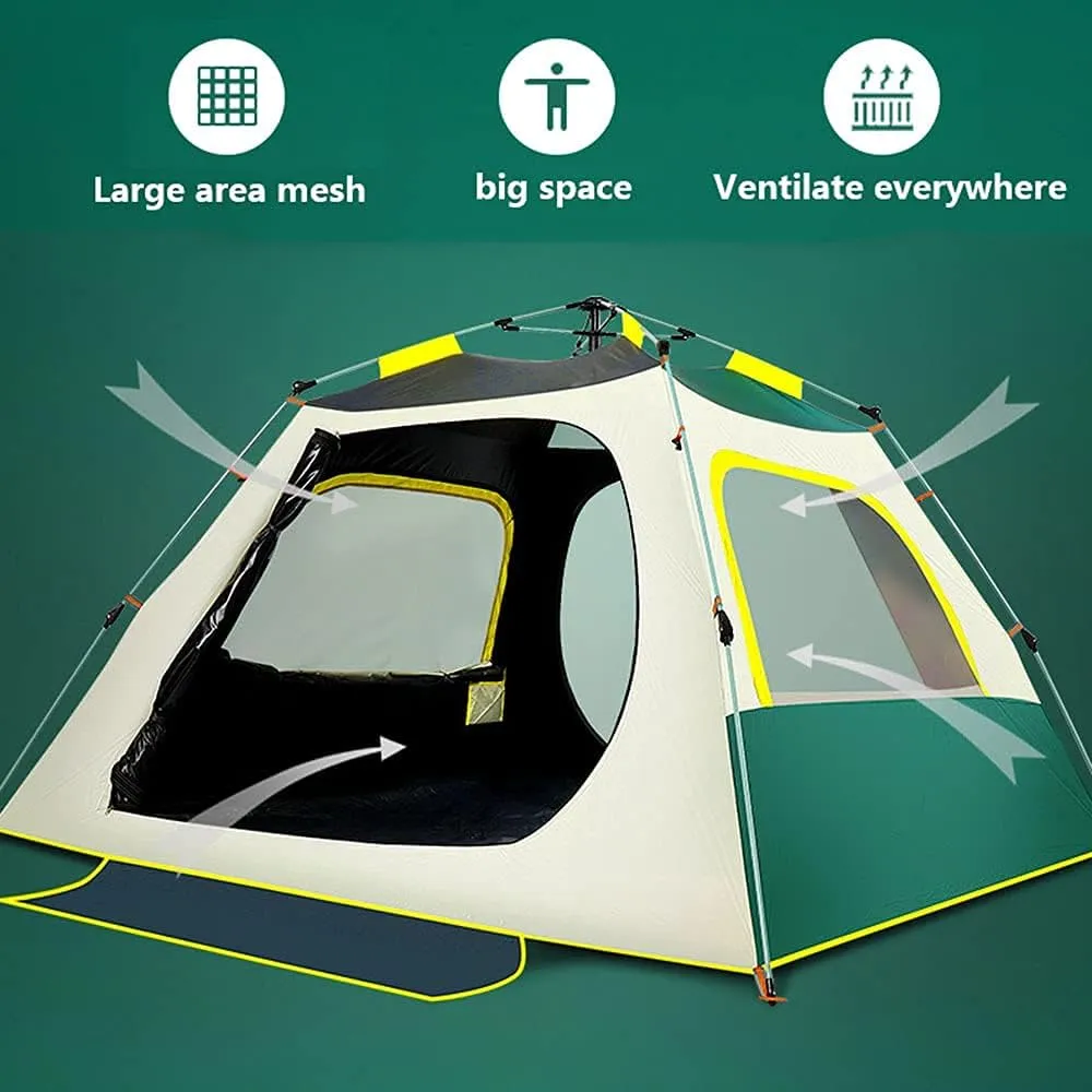 Tents Instant Pop Up Family Camping for 3-4,5-8 Persons, Dome Sun Shelter, Backpacking with Removable Rainfly,PU Fabric