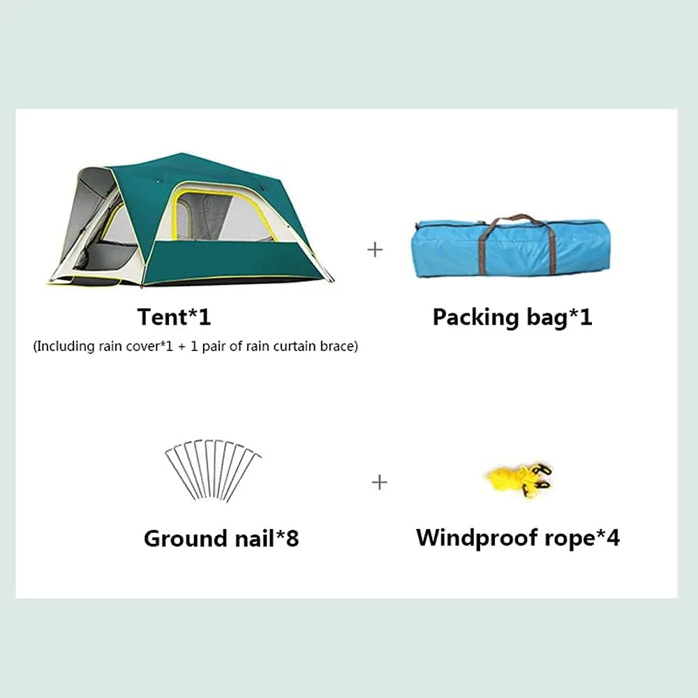 Tents Instant Pop Up Family Camping for 3-4,5-8 Persons, Dome Sun Shelter, Backpacking with Removable Rainfly,PU Fabric
