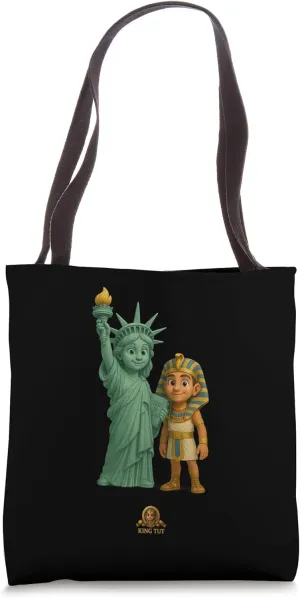 The Egyptian Pharaoh King Tut with NYC Statue of Liberty Tote Bag