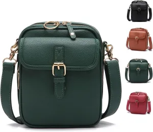 Tojoyride Crossbody Bag, Vintage Double Layer Large Capacity, Small Messenger Bag, Vegan Leather, Unisex