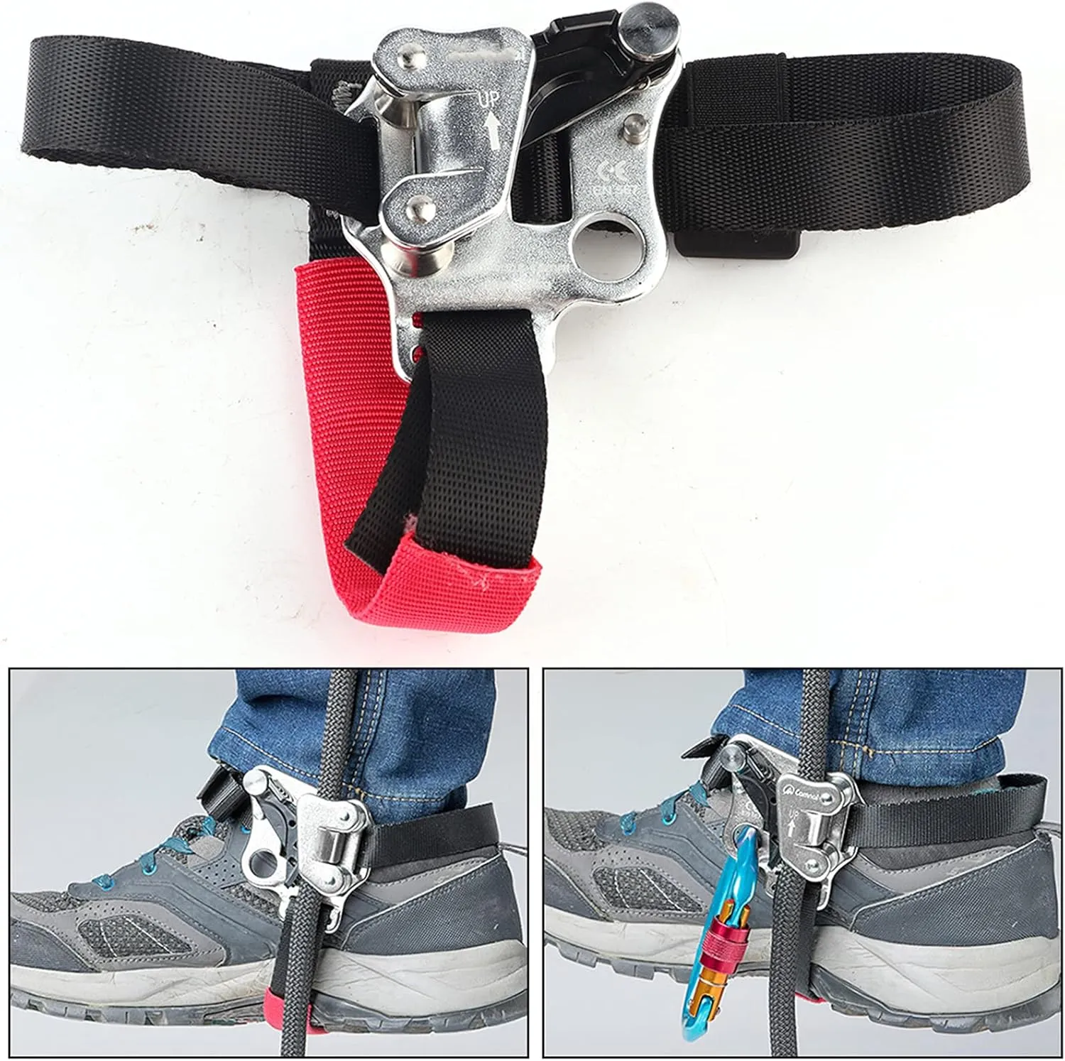Topyond Foot Ascender Aviation Aluminum Lightweight, High Strength Climbing Accessory with Pulley System, Auto Mud Discharge, for Mountaineering,Rock Climbing, SRT
