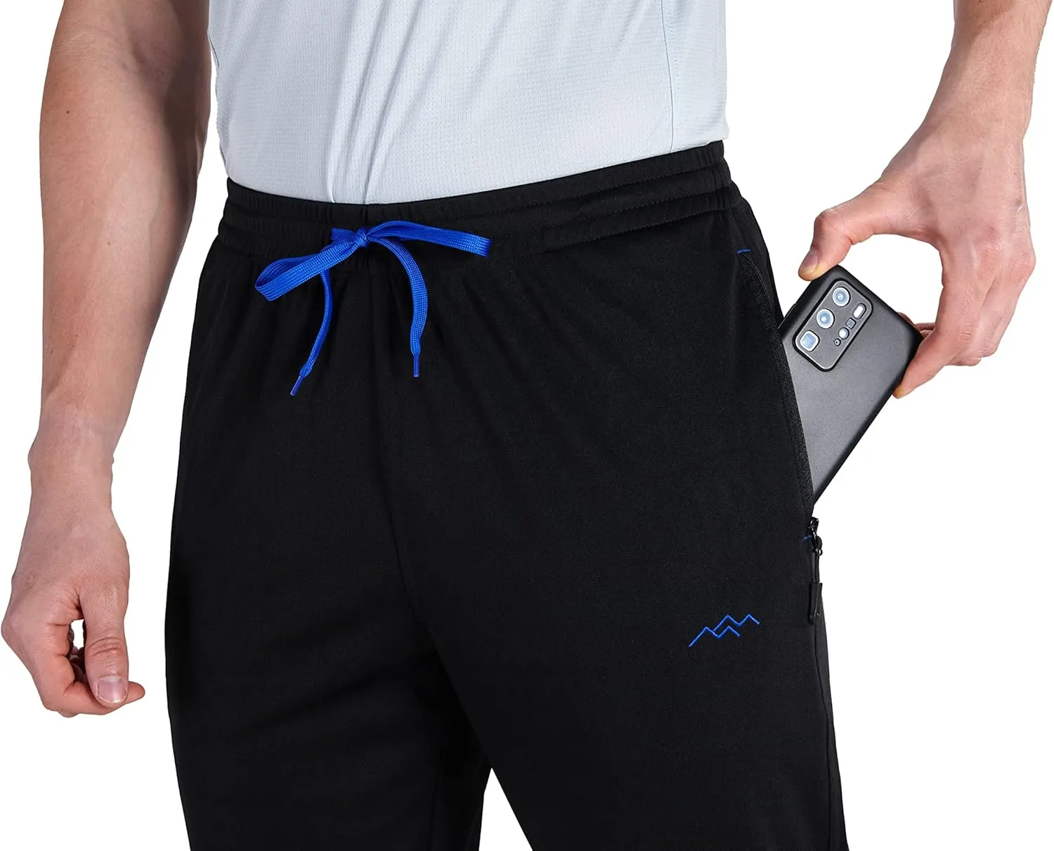 TRAILSIDE SUPPLY CO. Mens Lightweight Track Pants,Stretchy Pants with Zipper Pockets