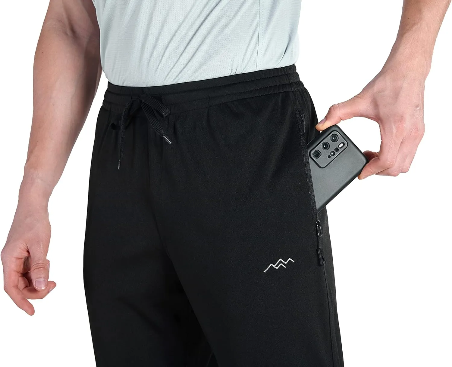 TRAILSIDE SUPPLY CO. Mens Lightweight Track Pants,Stretchy Pants with Zipper Pockets