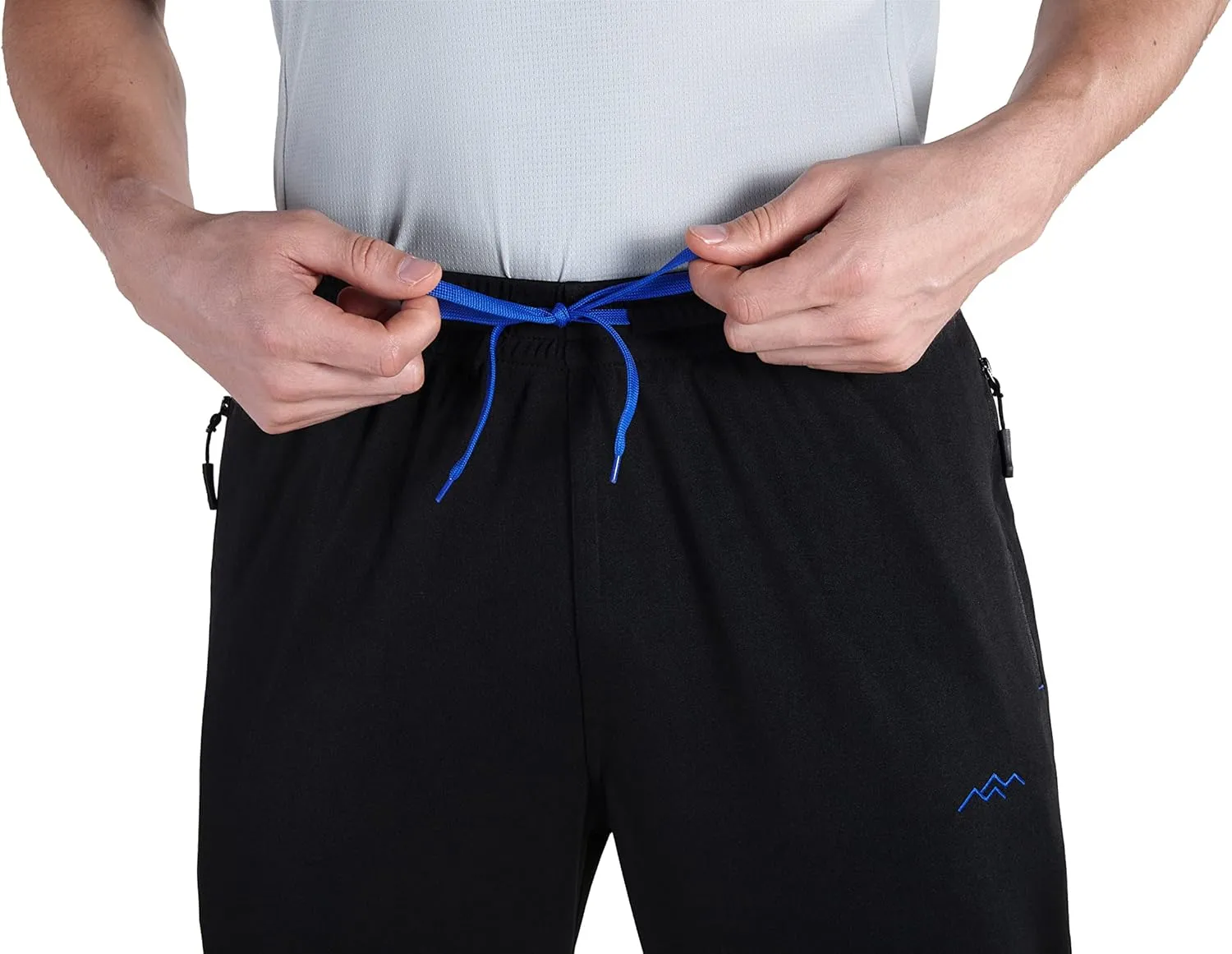 TRAILSIDE SUPPLY CO. Mens Lightweight Track Pants,Stretchy Pants with Zipper Pockets