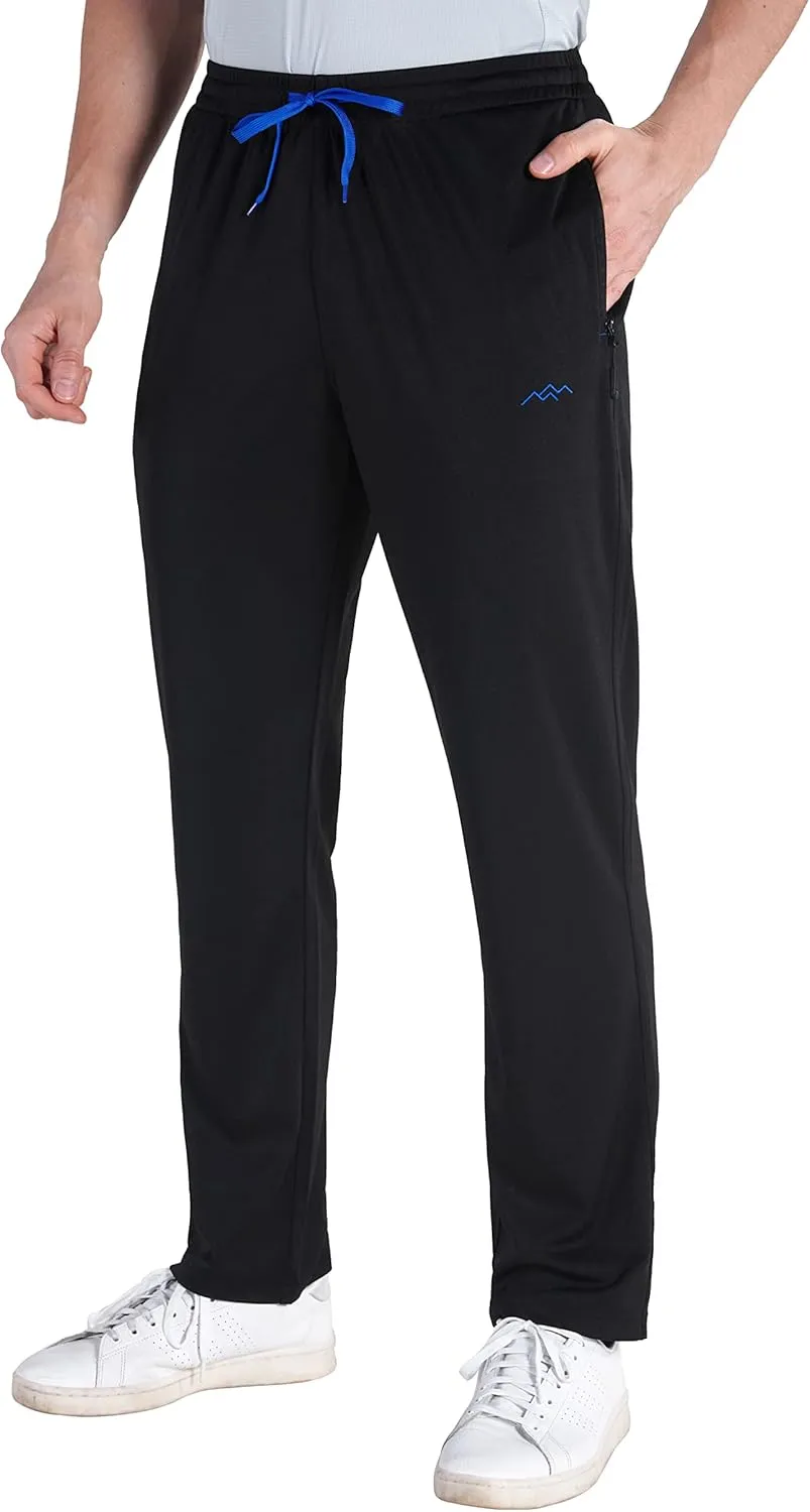 TRAILSIDE SUPPLY CO. Mens Lightweight Track Pants,Stretchy Pants with Zipper Pockets