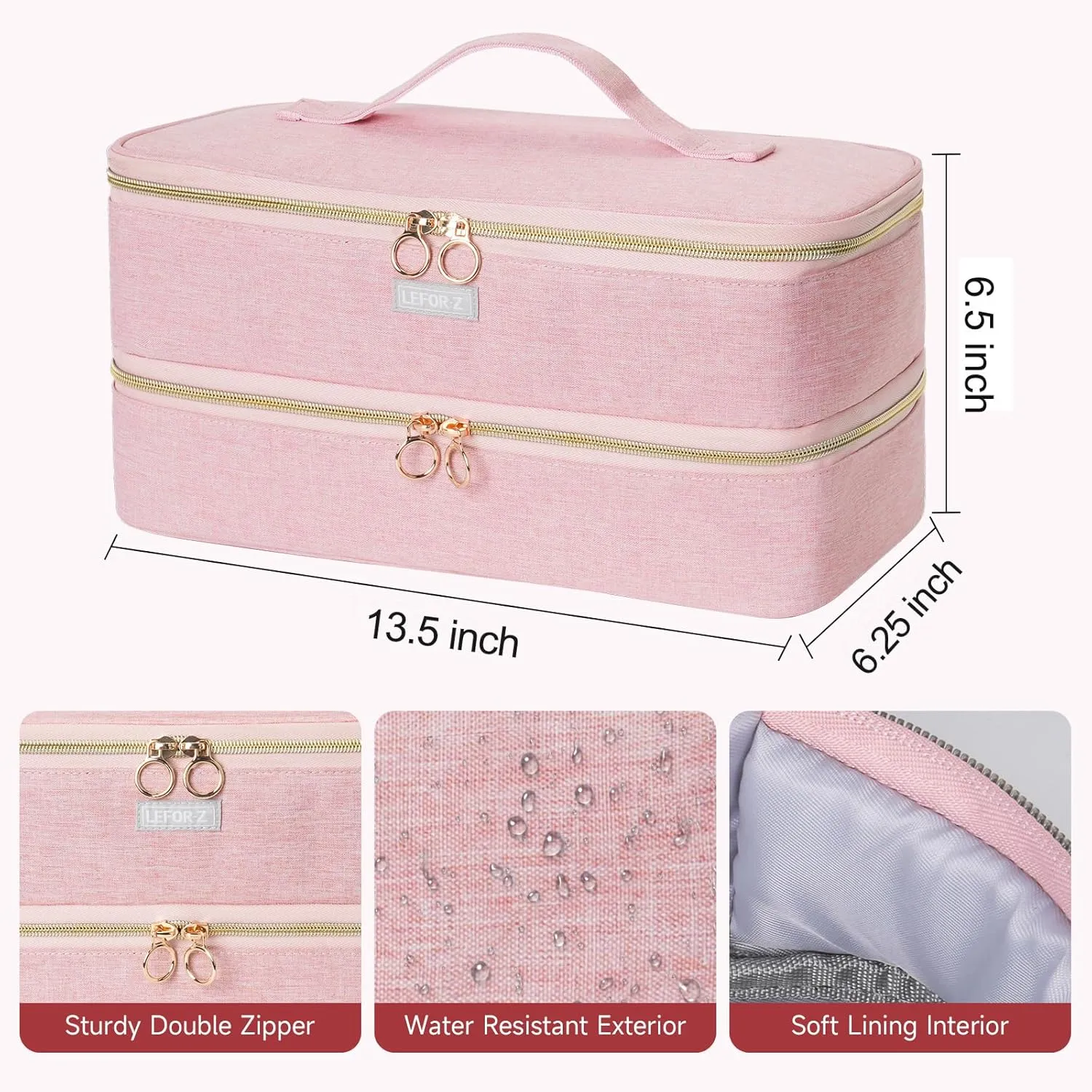 Travel Carrying Case Compatible with Shark Flexstyle Styler/Hair Dryer,Double-Layer Hair Hot Tools Storage Bag Compatible with Dyson Airwrap Styler/Supersonic Hair Dryer and Attachments,Pink(Bag Only)