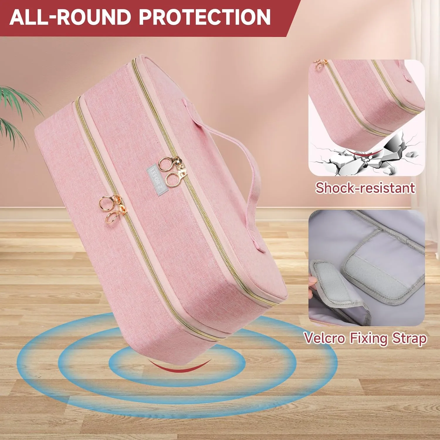 Travel Carrying Case Compatible with Shark Flexstyle Styler/Hair Dryer,Double-Layer Hair Hot Tools Storage Bag Compatible with Dyson Airwrap Styler/Supersonic Hair Dryer and Attachments,Pink(Bag Only)