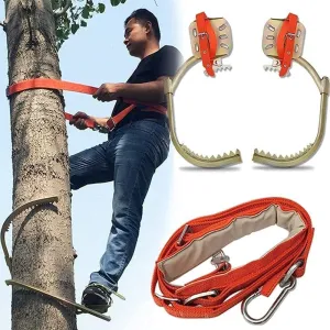 Tree Climbing Gear, Stainless Steel Tree Climbing Tool, Pole Climbing Spikes Adjustable Climbing Tree Shoes Non-Slip Pedal for Hunting Observation, Picking Fruit, Jungle Survival and More,450M