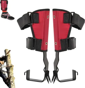 Tree Climbing Spikes, 1 Pair Adjustable Steel Tree Climbing Gear with Harness Belt, Non-Slip Pedal for Picking Fruit Hunting Observation.