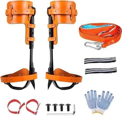 Tree Climbing Spikes Kit - Tree Climbing Gear Arborist Tree Climbing Kit for Tree Work, Climbing Sports Working 16.13 inches Yellow Brown