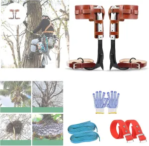 Tree Climbing Spikes Set, 304 Stainless Steel Adjustable Tree Climbing Spike 2 Gears and Non-Slip Pedal Trees, Picking Fruit