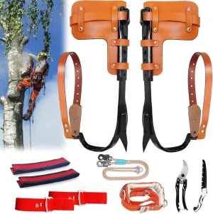 Tree Climbing Spikes Set Upgraded Leather Tree Climbing Tool Set with Harness Belt, Adjustable Tree Climbing Spike for Climbers, Logging, Fruit Picking
