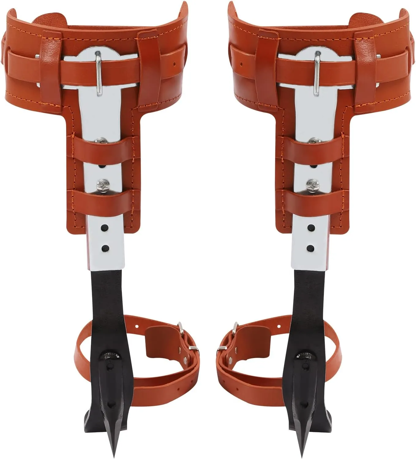 Tree Climbing Spikes, Tree Climbing Gear Adjustable Climbing Spikes with Cattle Hide Leggings Straps and Extra Straps, for Hunting Observation,Picking Fruit
