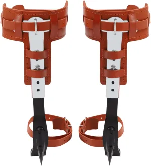 Tree Climbing Spikes, Tree Climbing Gear Adjustable Climbing Spikes with Cattle Hide Leggings Straps and Extra Straps, for Hunting Observation,Picking Fruit