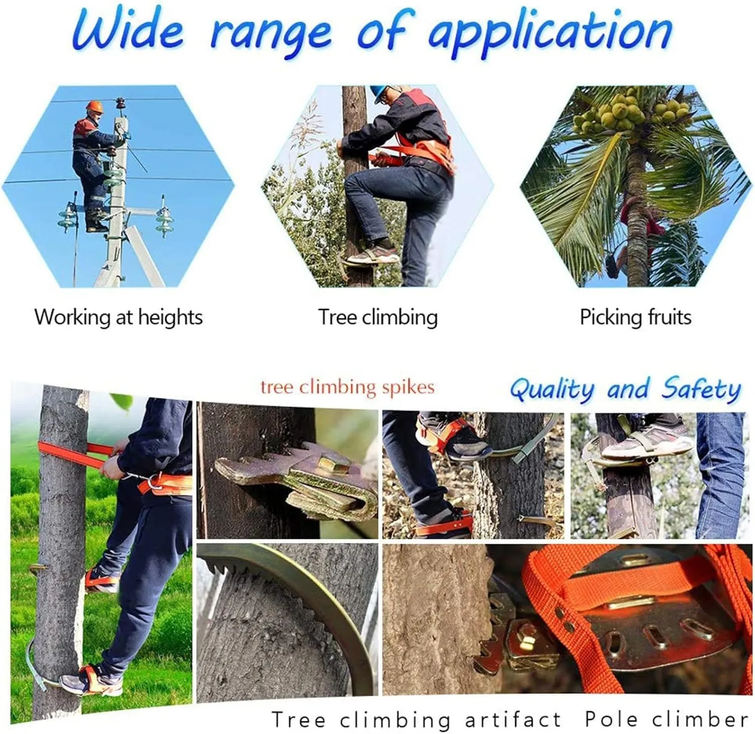 Tree Climbing Tool, Tree Climbing Spike Set, Non-Slip Climbing Tree Spikes, Safety Belt Adjustable Rope Rescue Belt for Cutting Trees and Fruit Picking(Size:Model 550)