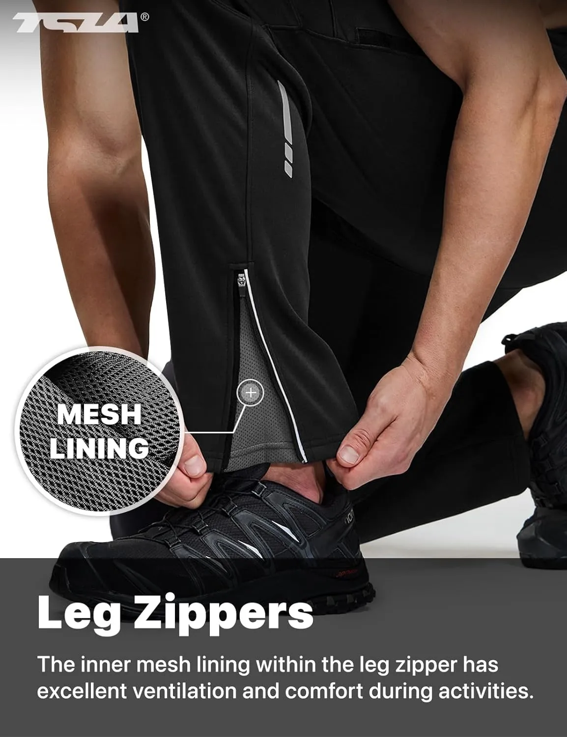 TSLA Men's Thermal Fleece Lined Cycling Pants, Windproof Winter Running Bike Pants for Cold Weather