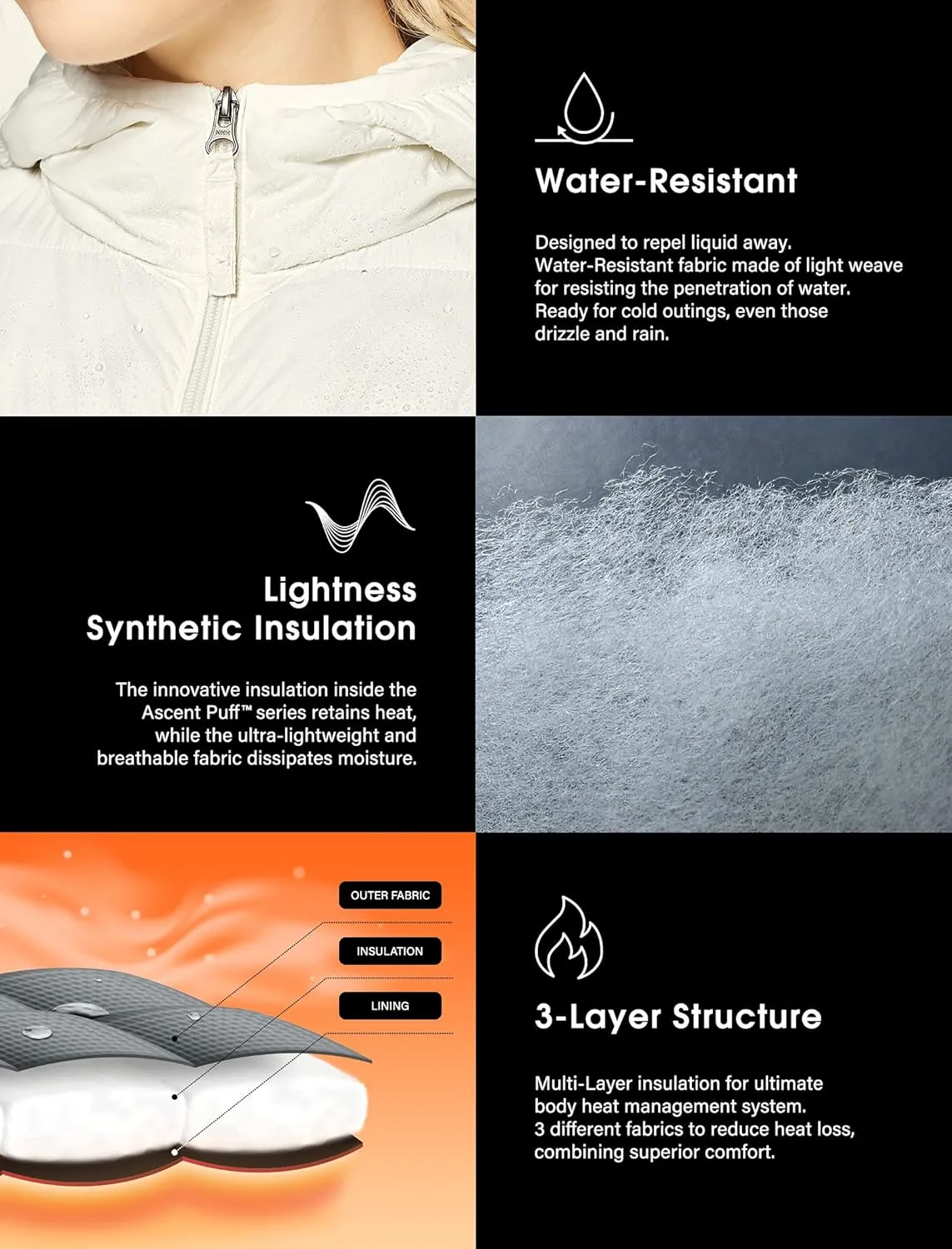 TSLA Women's Lightweight Packable Accent Puffer Jacket, Water-Resistant Winter Coat