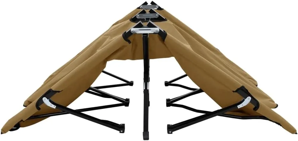 Two Person Folding Sun Lounger Taupe Steel,Versatile Double Camping Cot for Outdoor Adventures: Unrivaled Comfort and Durability, 1