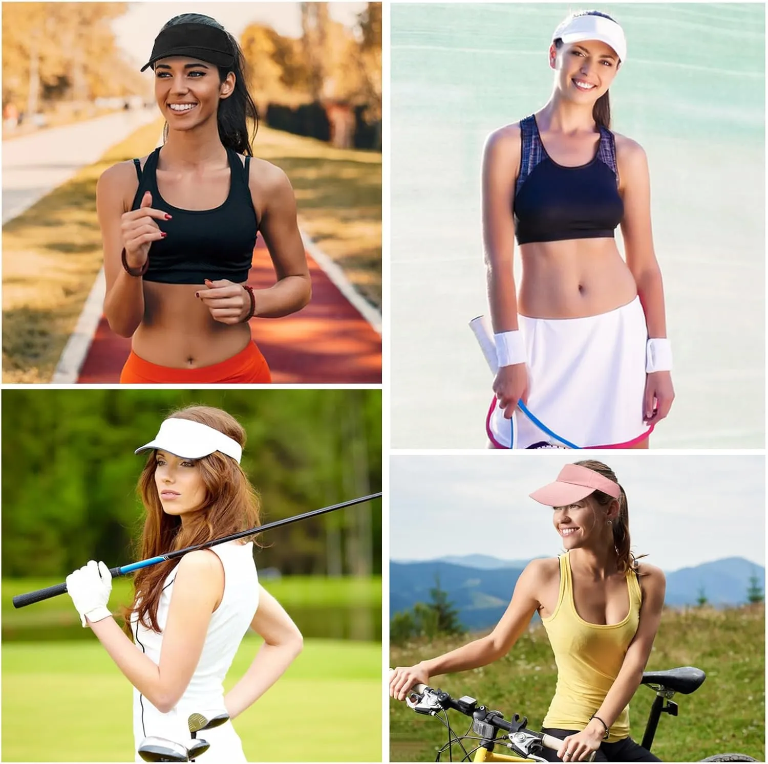 Ultrafun Unisex Sports Sun Visor Adjustable UV Protection Sun Hat Cap for Beach Pool Golf Tennis
