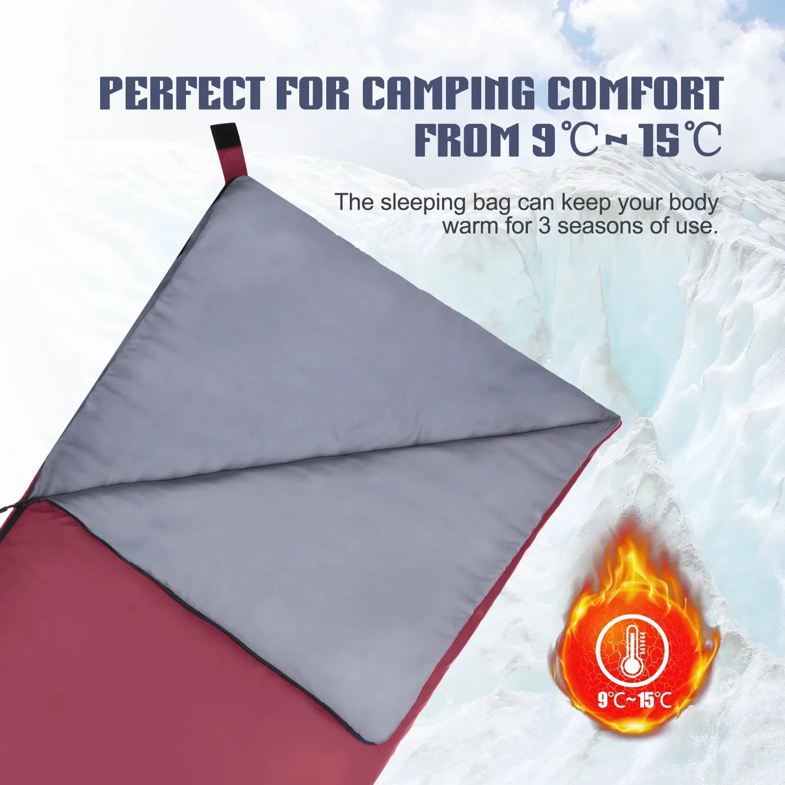 Ultralight Envelope Sleeping Bag for Adults - Ideal for Warm Weather Camping, Travel, Backpacking, and Hiking