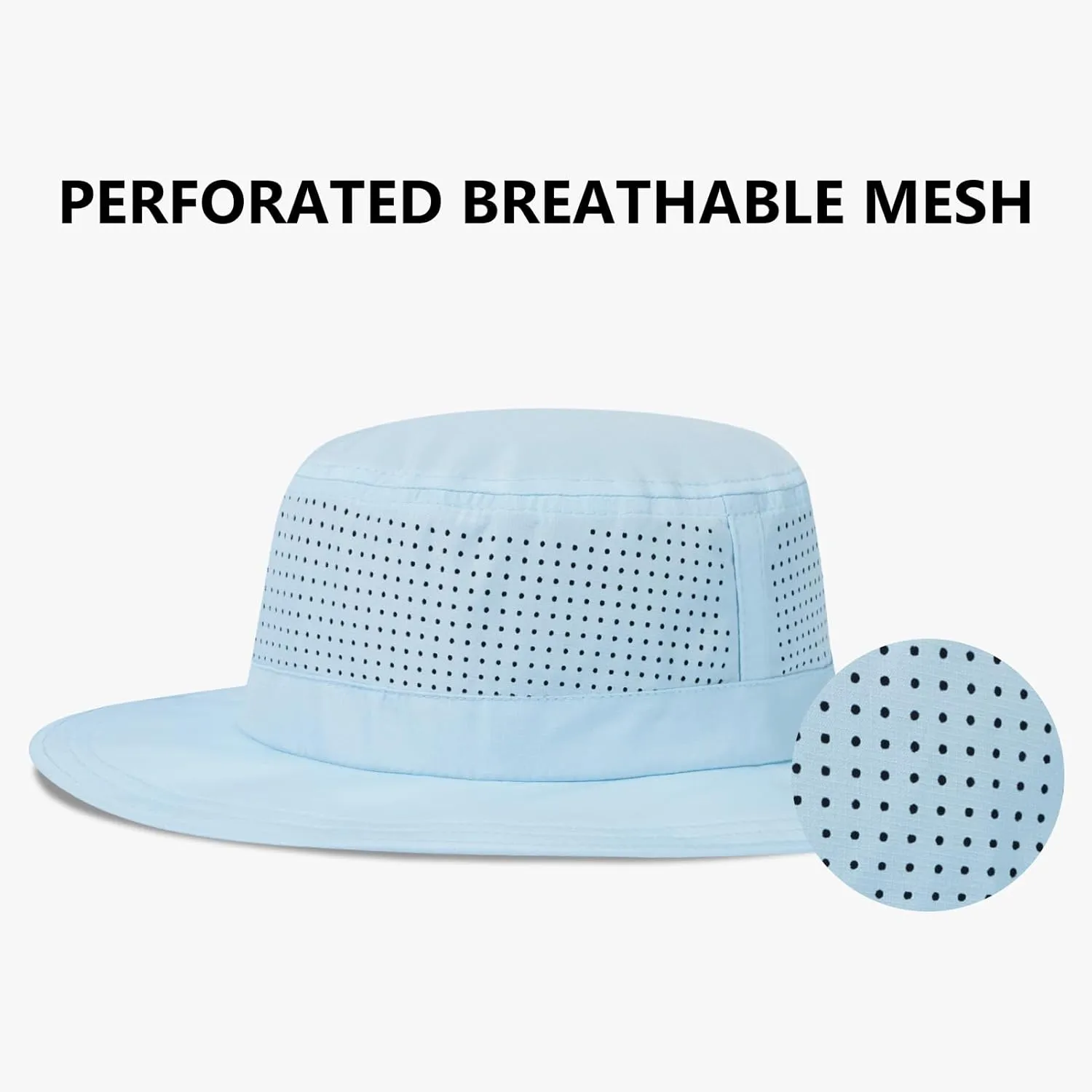 UPF 50  Bucket Sun Hat with Laser Perforated Mesh Cooling Adjustable Breathable Lightweight for Outdoor Men Women