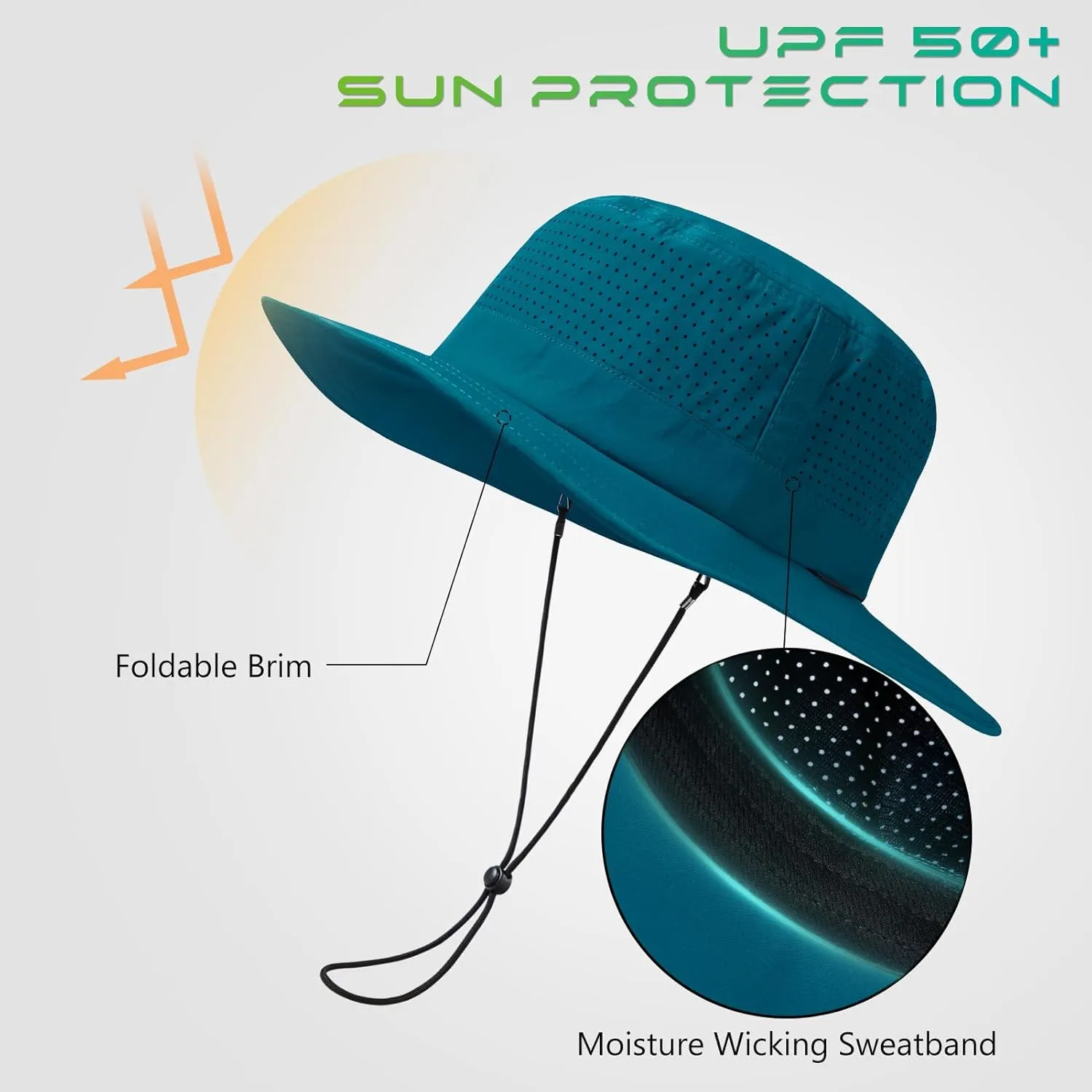 UPF 50  Bucket Sun Hat with Laser Perforated Mesh Cooling Adjustable Breathable Lightweight for Outdoor Men Women