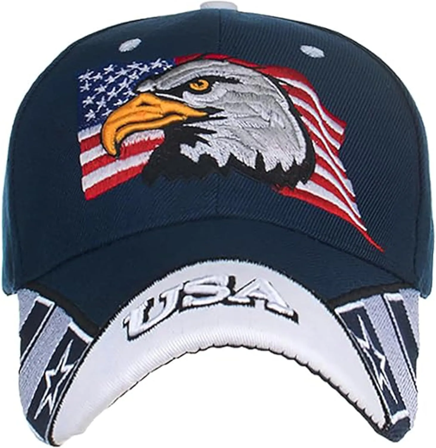 USA-Flag Eagles-Hat American Baseball-Cap Embroidered