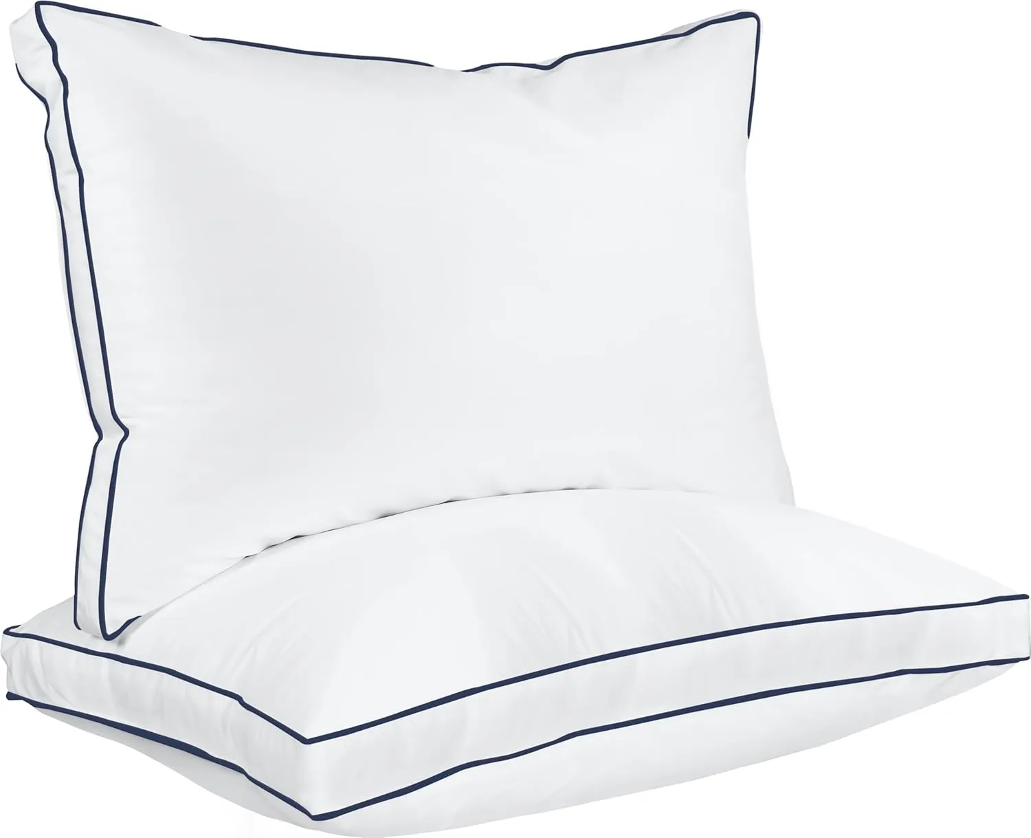 Utopia Bedding Bed Pillows for Sleeping King Size (Navy/White), Set of 2, Cooling Hotel Quality, Gusseted Pillow for Back, Stomach or Side Sleepers