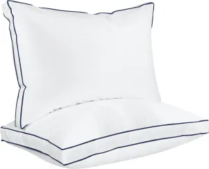 Utopia Bedding Bed Pillows for Sleeping King Size (Navy/White), Set of 2, Cooling Hotel Quality, Gusseted Pillow for Back, Stomach or Side Sleepers