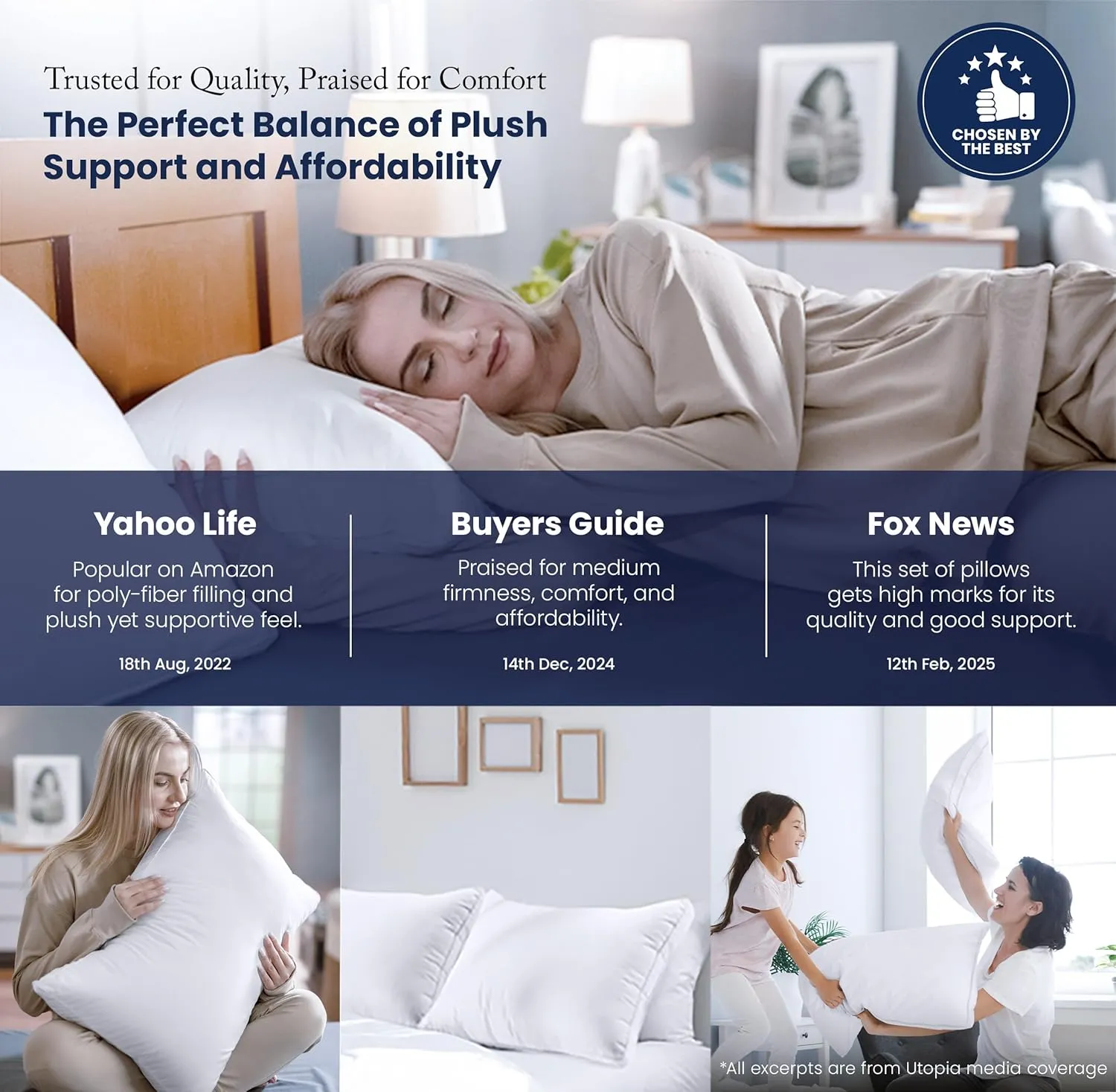 Utopia Bedding Bed Pillows for Sleeping Queen Size (White), Set of 2, Cooling Hotel Quality, Gusseted Pillow for Back, Stomach or Side Sleepers