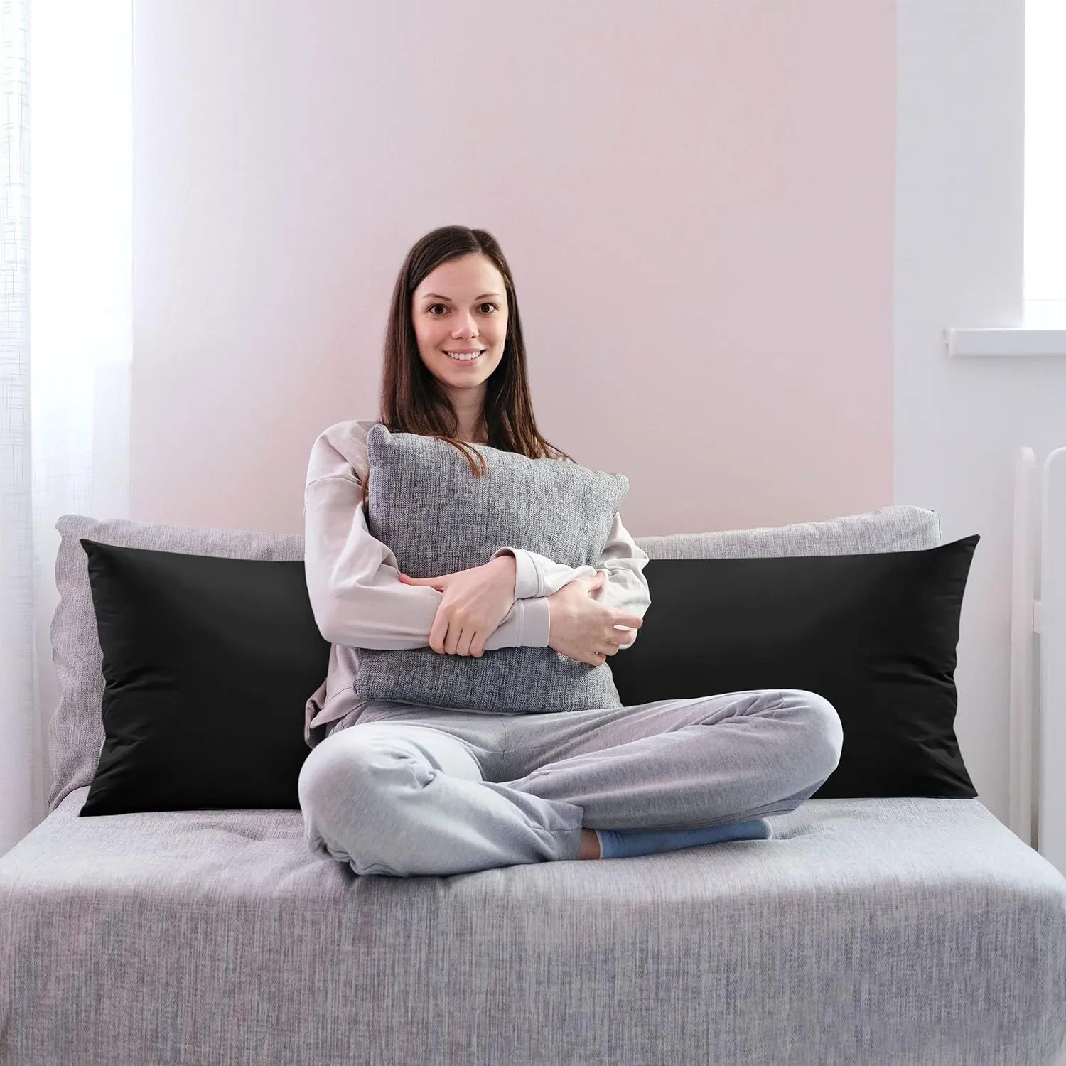 Utopia Bedding Full Body Pillow for Adults (Black, 20 x 54 Inch), Long Pillow Insert for Sleeping, Ideal for Side Sleepers