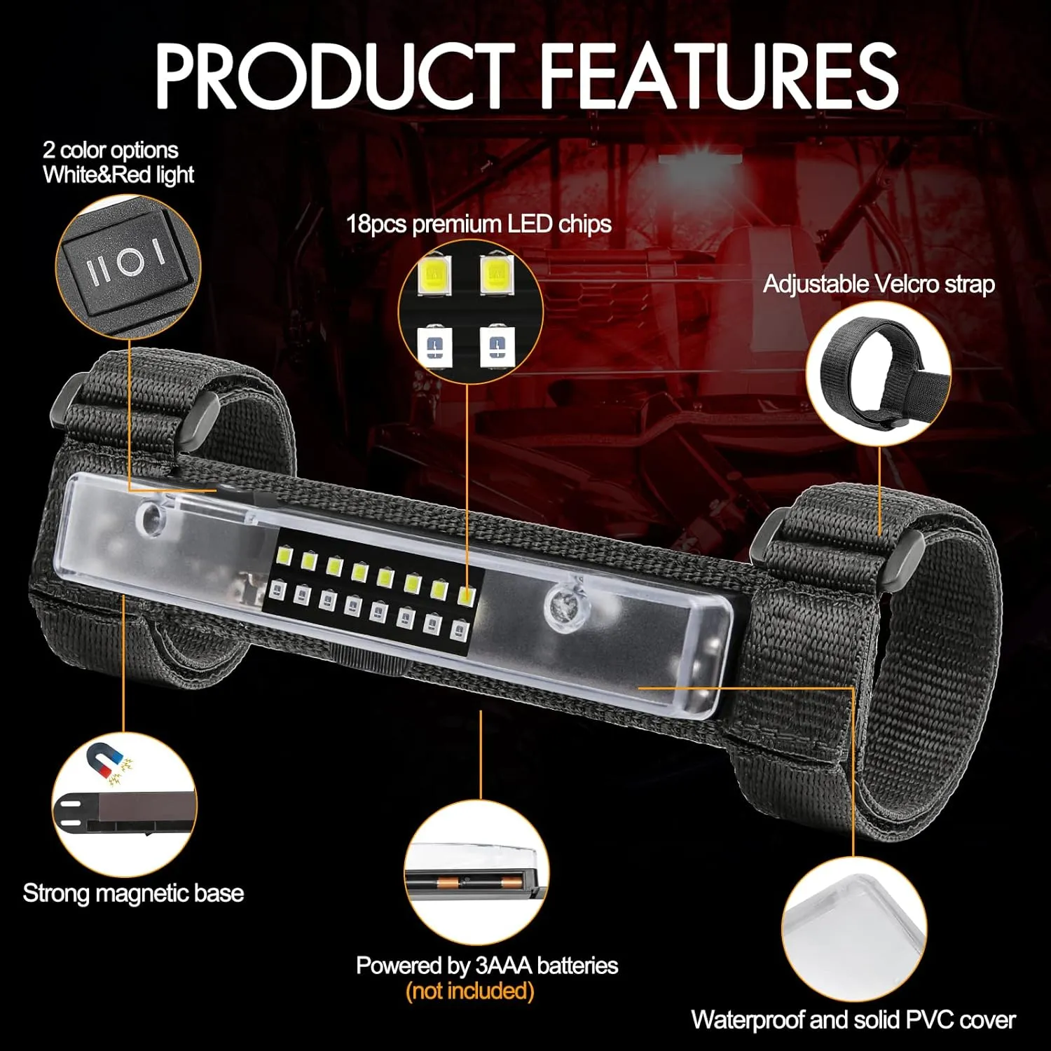 UTV Interior Light, RFROAD LIGHTING Universal Roll Bar Dome Light Roll Cage Mount Lights for UTV Polaris RZR Talon Golf Cart Ranger Truck Boat- White/Red (2 Pack)