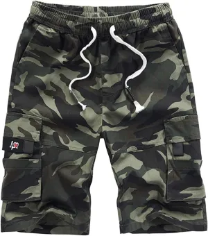Vcansion Men's Casual Cotton Loose Fit Lightweight Multi-Pockets Cargo Shorts
