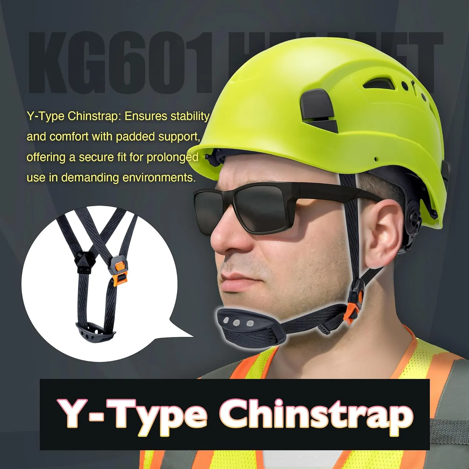 Vented Hard Safety Helmet, ABS Work Helmet with Adjustable 6-Point Suspension, ANSI Z89.1 Certified for Construction, Climbing, and Industrial Use