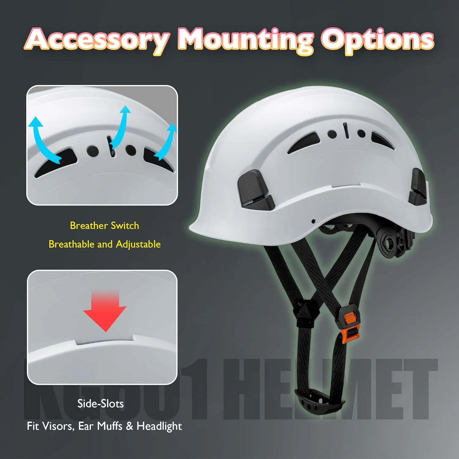 Vented Hard Safety Helmet, ABS Work Helmet with Adjustable 6-Point Suspension, ANSI Z89.1 Certified for Construction, Climbing, and Industrial Use