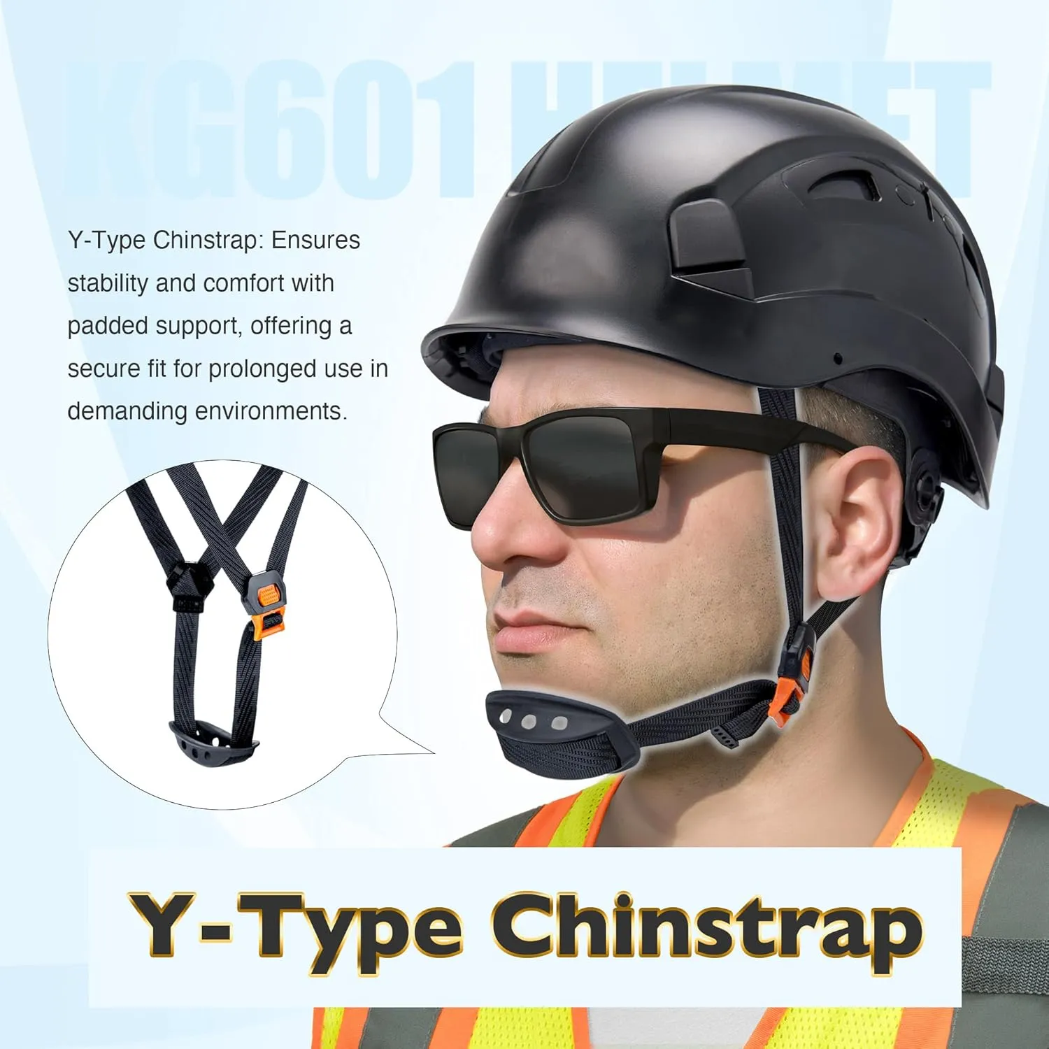 Vented Hard Safety Helmet, ABS Work Helmet with Adjustable 6-Point Suspension, ANSI Z89.1 Certified for Construction, Climbing, and Industrial Use