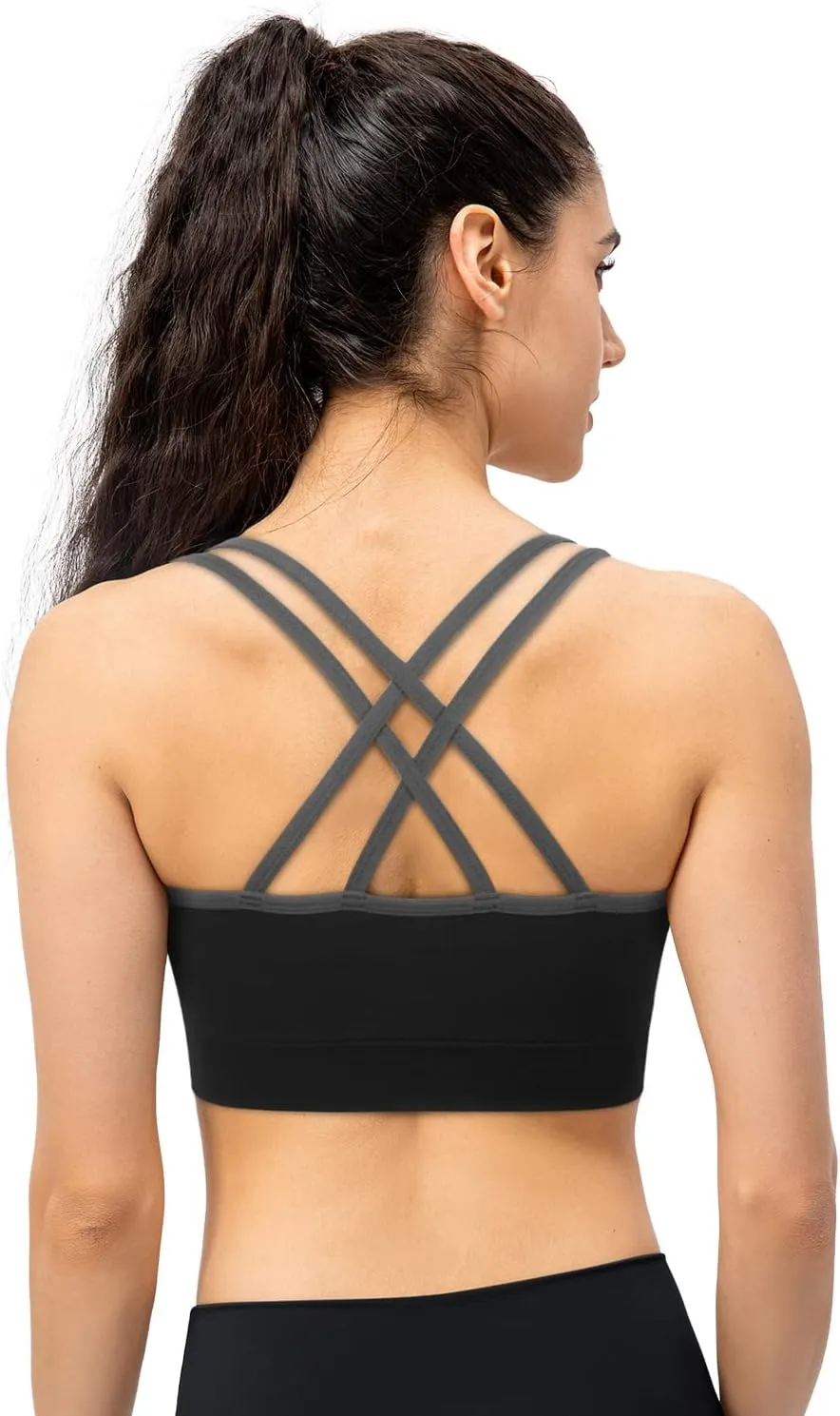VEQKING Strappy Womens Sports Bra Cross Back for Running Removable Padded Workout Yoga Bras Pack Gifts