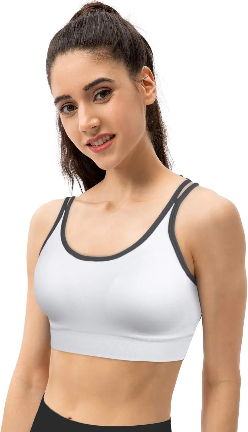 VEQKING Strappy Womens Sports Bra Cross Back for Running Removable Padded Workout Yoga Bras Pack Gifts